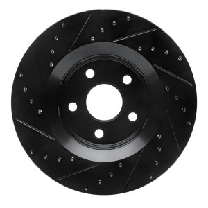 Dodge Durango Brake Rotor (1) - Front Right - R1 Concepts - Drilled & Slotted - Black - `11-`25